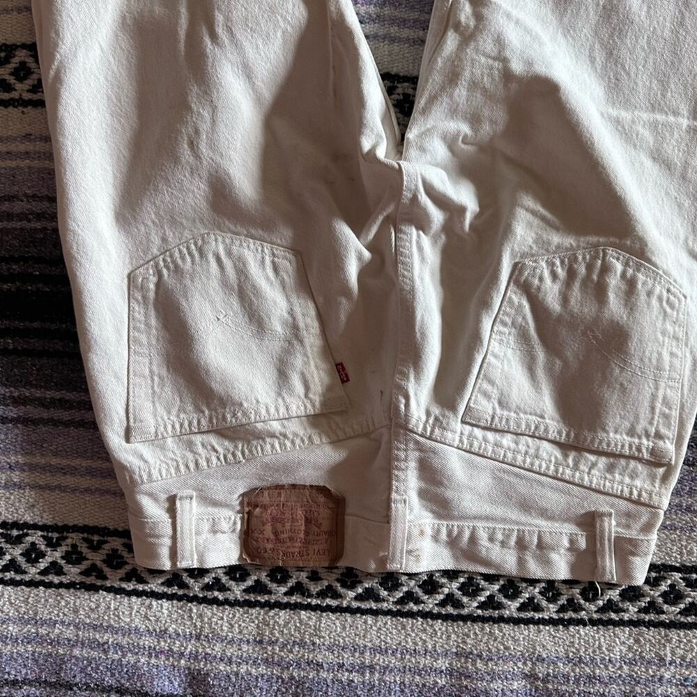 vintage • levi's 501 button fly painter pants denim white jeans canvas set of 2 - Picture 6 of 15